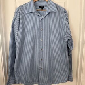 Van Heusen Men's Light Blue Pinstripe Dress Shirt
